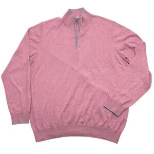 Hagen Carmel Pink Gray Cotton-Cashmere Quarter-Zip Pullover Lightweight XL Italy